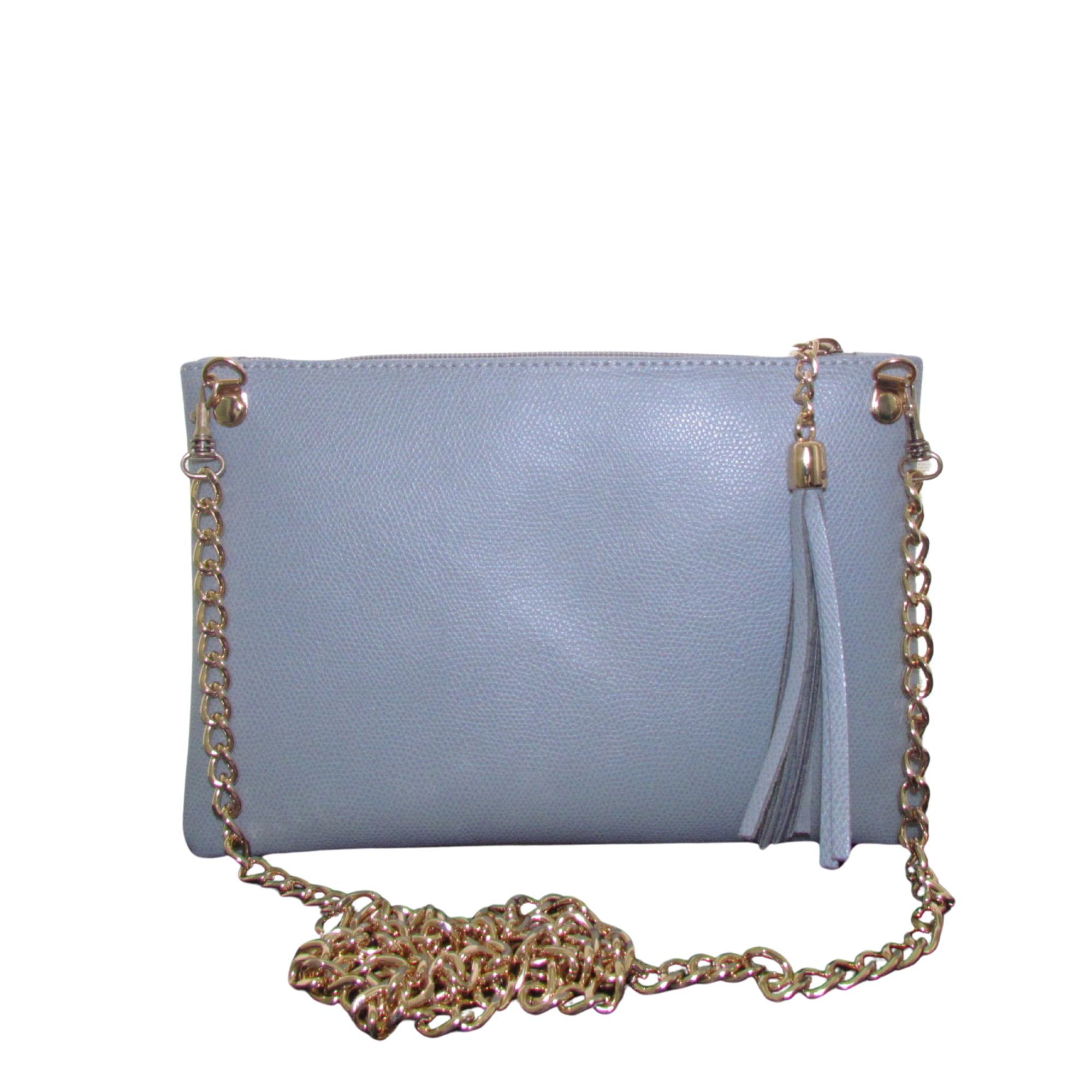 Clutch de Cuero Graneado - Gris Perla