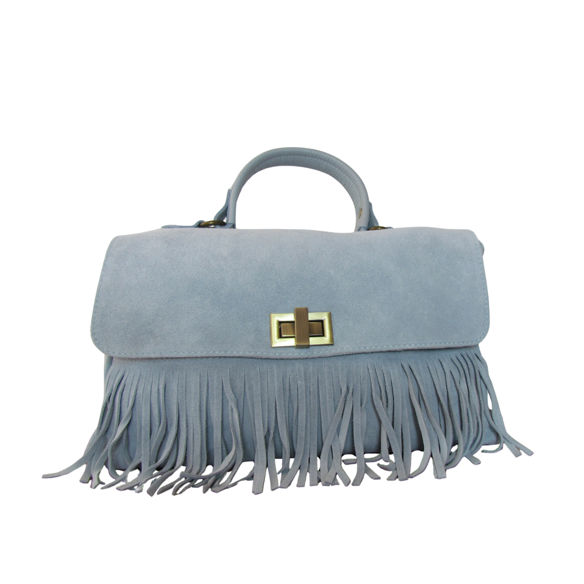 Cartera de Cuero Gamuza Sorrento - Celeste