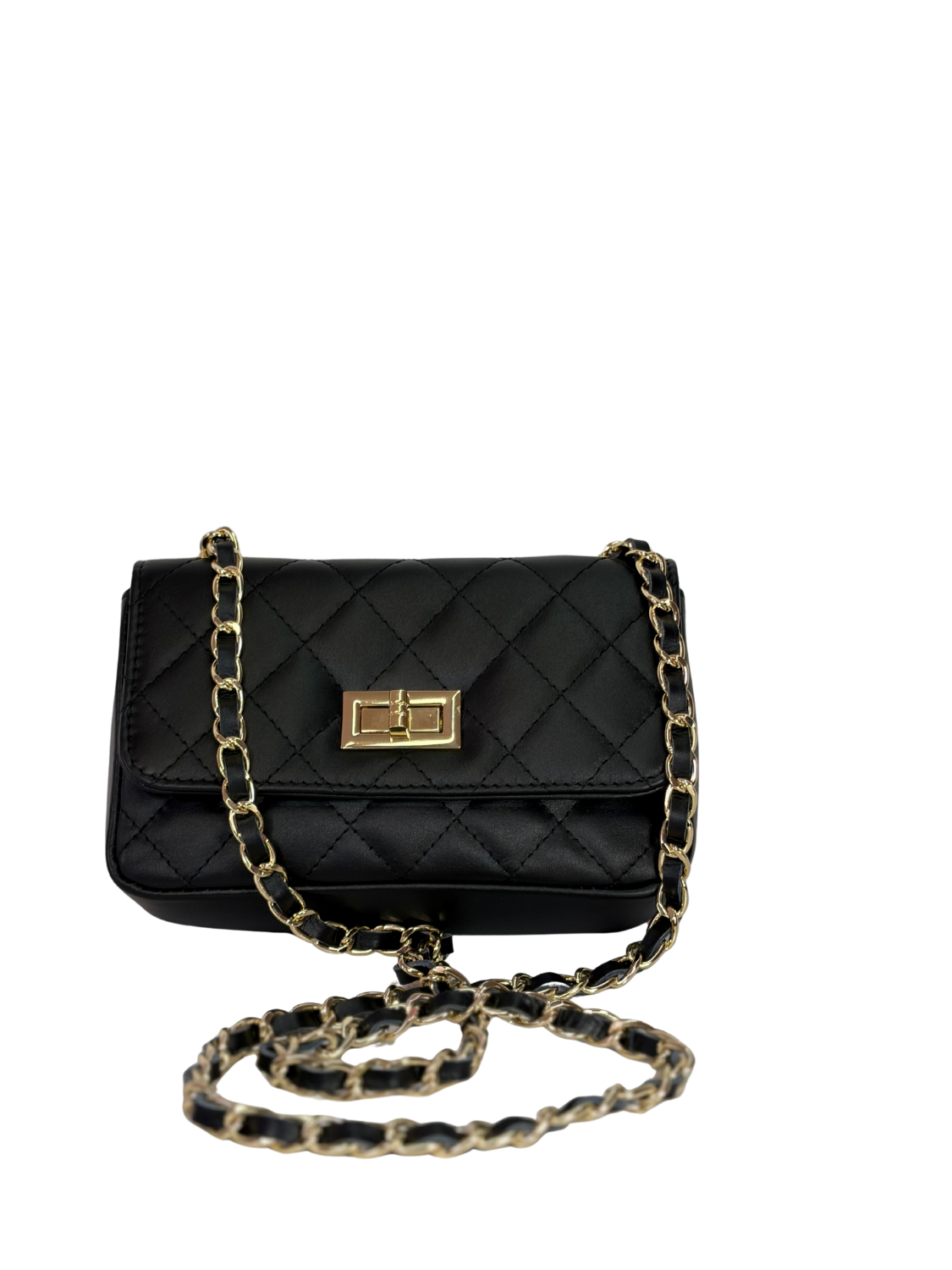 Cartera de Cuero Matelassé - Negra en cuero genuino negro con estructura firme y acabado premium.