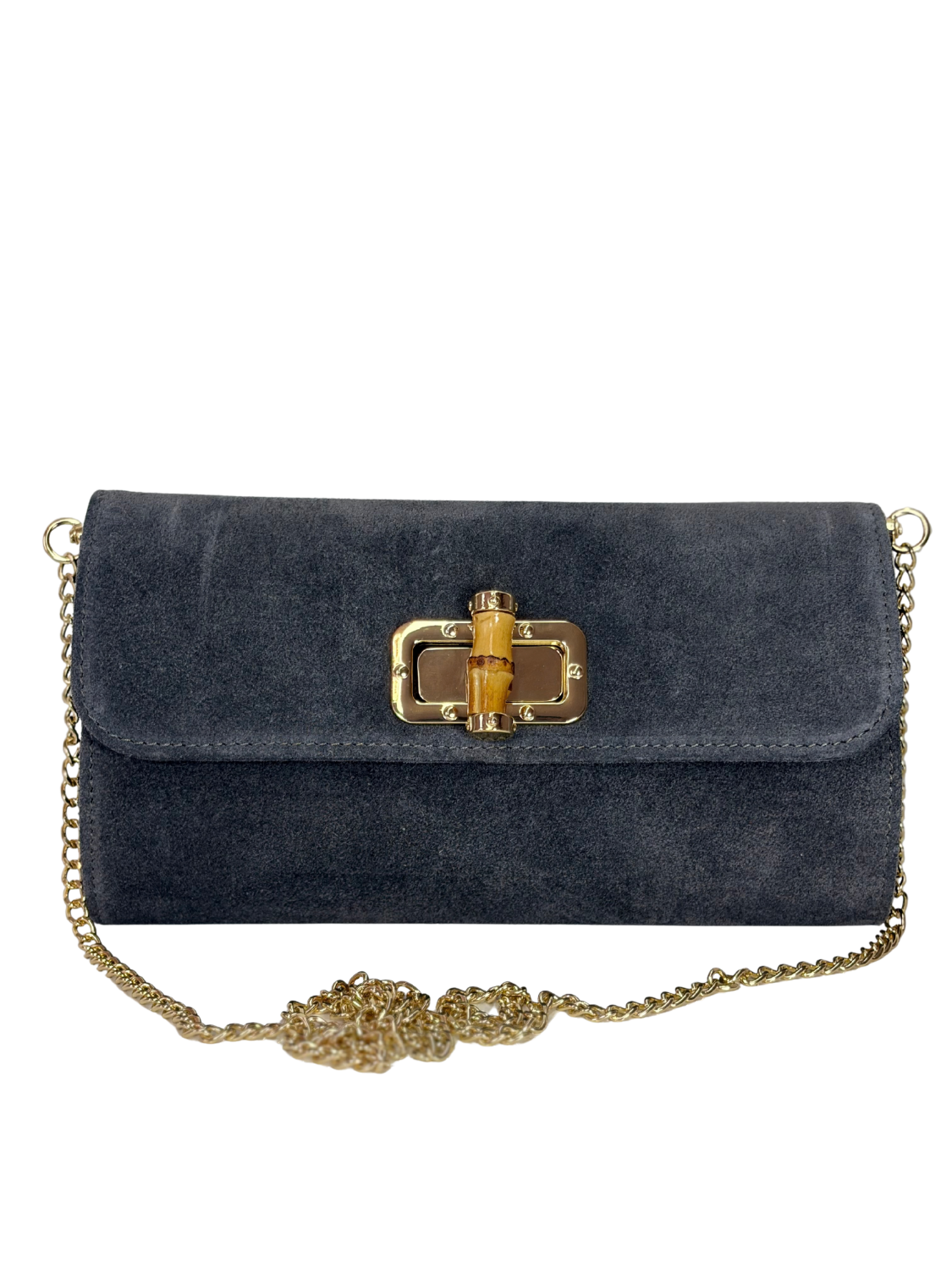 Clutch de Cuero Gamuza - Negro, diseño elegante en cuero genuino tipo gamuza con textura suave y acabado sofisticado.