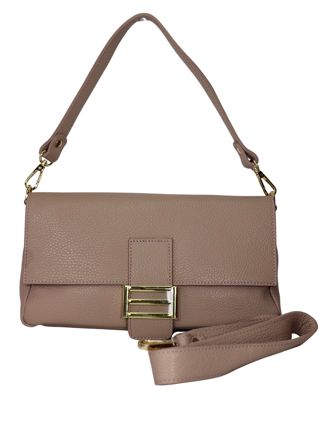 Clutch de Cuero Graneado - Rosé en cuero genuino con textura marcada y tono rosé elegante que aporta un toque femenino y sofisticado.