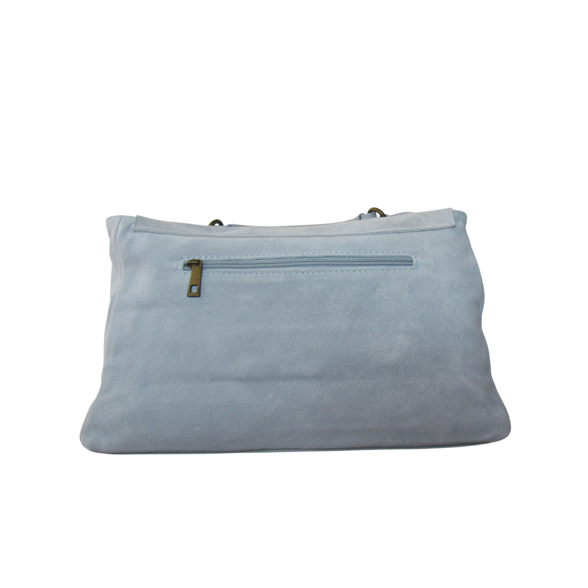 Cartera de Cuero Gamuza Sorrento - Celeste