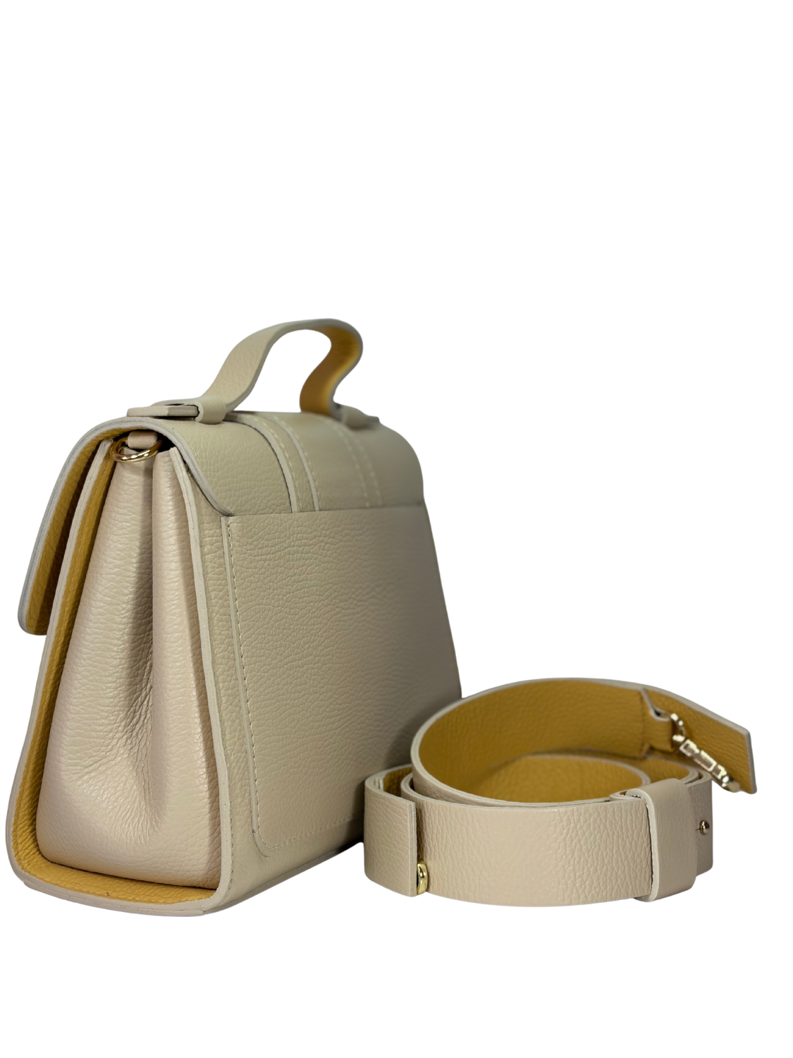 Cartera de Cuero Firenze - Crema, modelo versátil ideal para looks ejecutivos o salidas especiales.