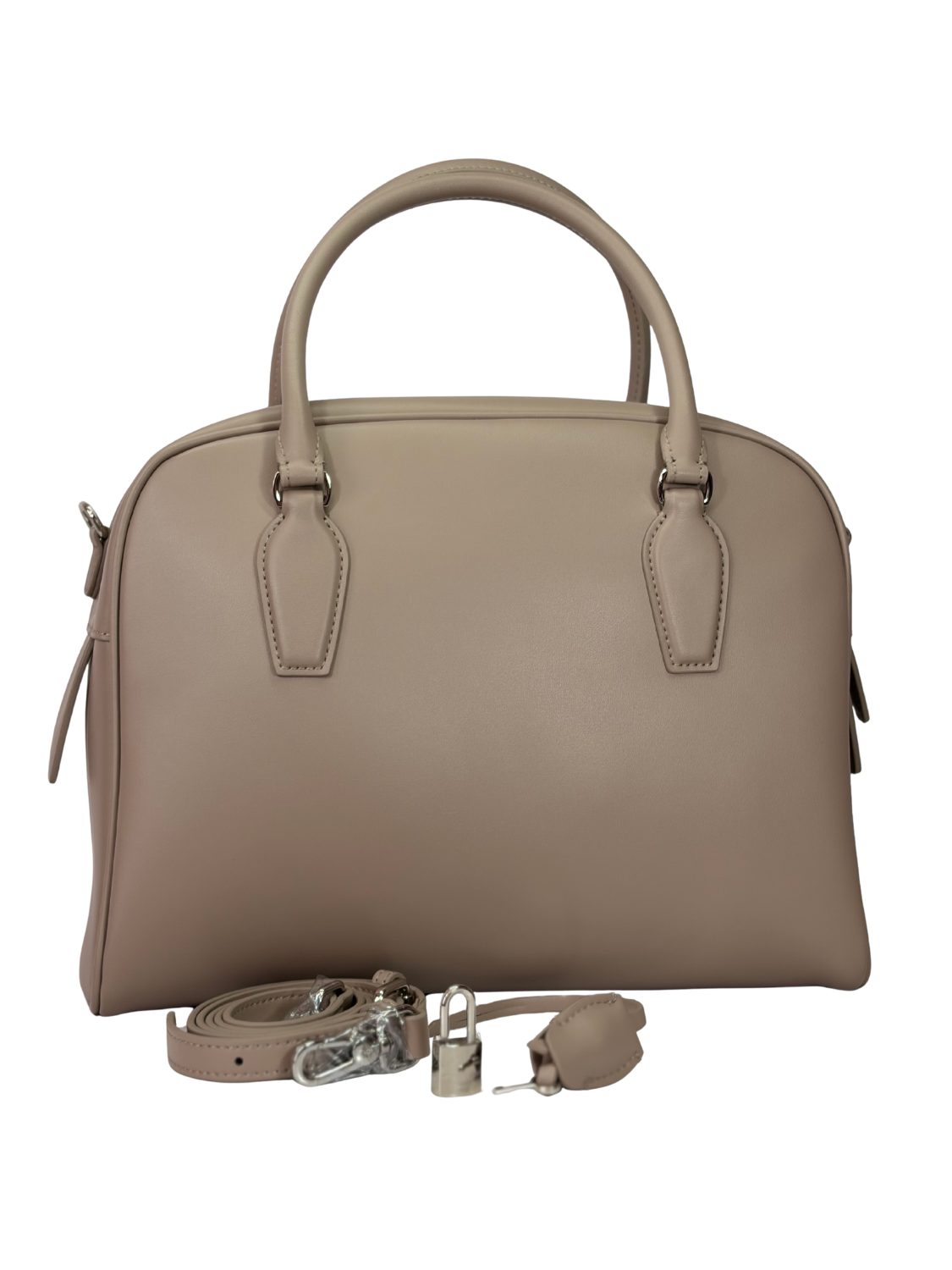 Cartera de Cuero Roma - Taupe en cuero genuino con diseño estructurado y acabado elegante en tono neutro sofisticado.