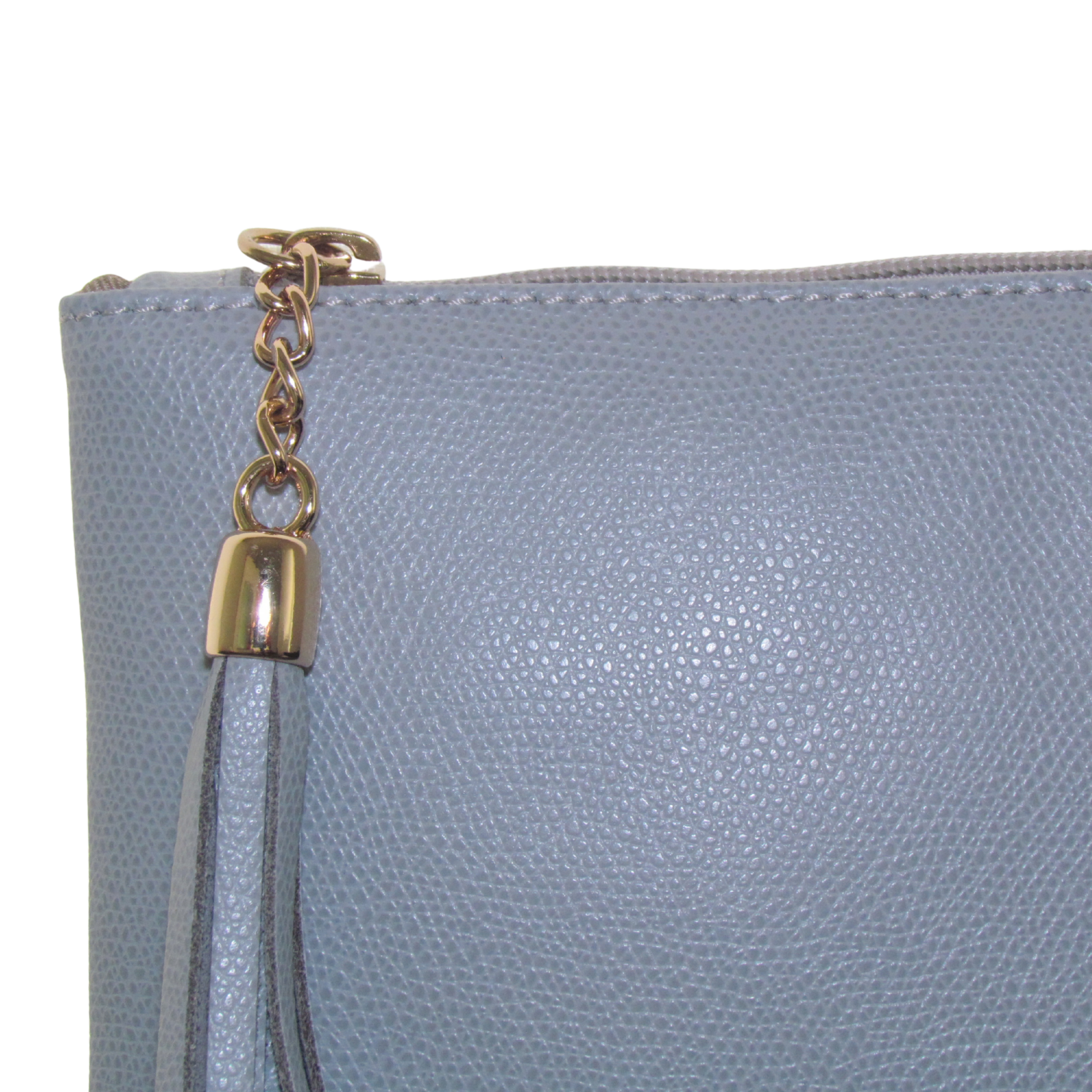 Clutch de Cuero Graneado - Gris Perla