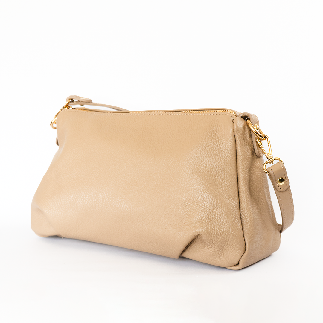 Cartera de cuero mujer Siena color arena