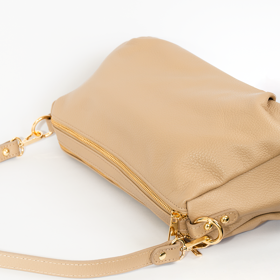 Cartera de cuero mujer Siena color arena