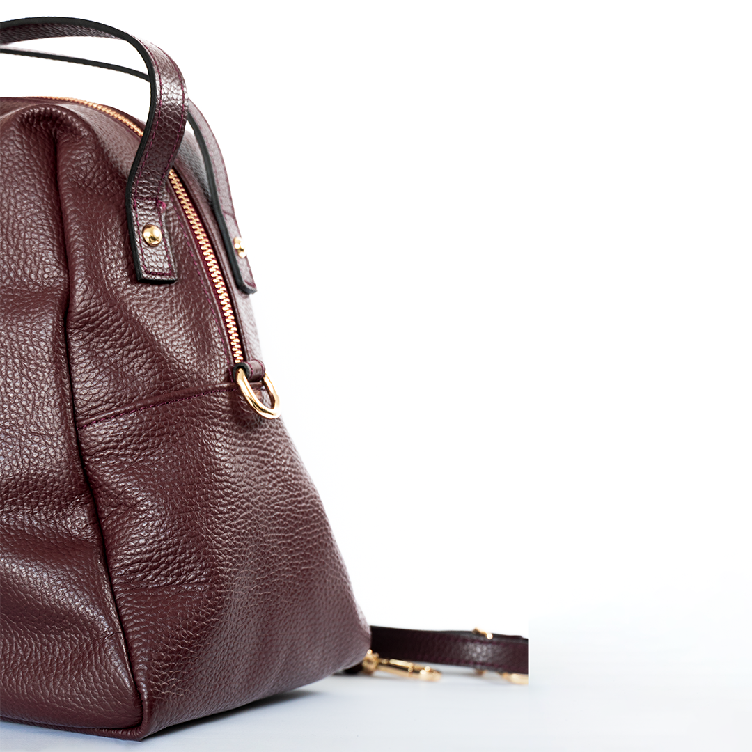 Cartera de cuero mujer Bordeaux color borgoña