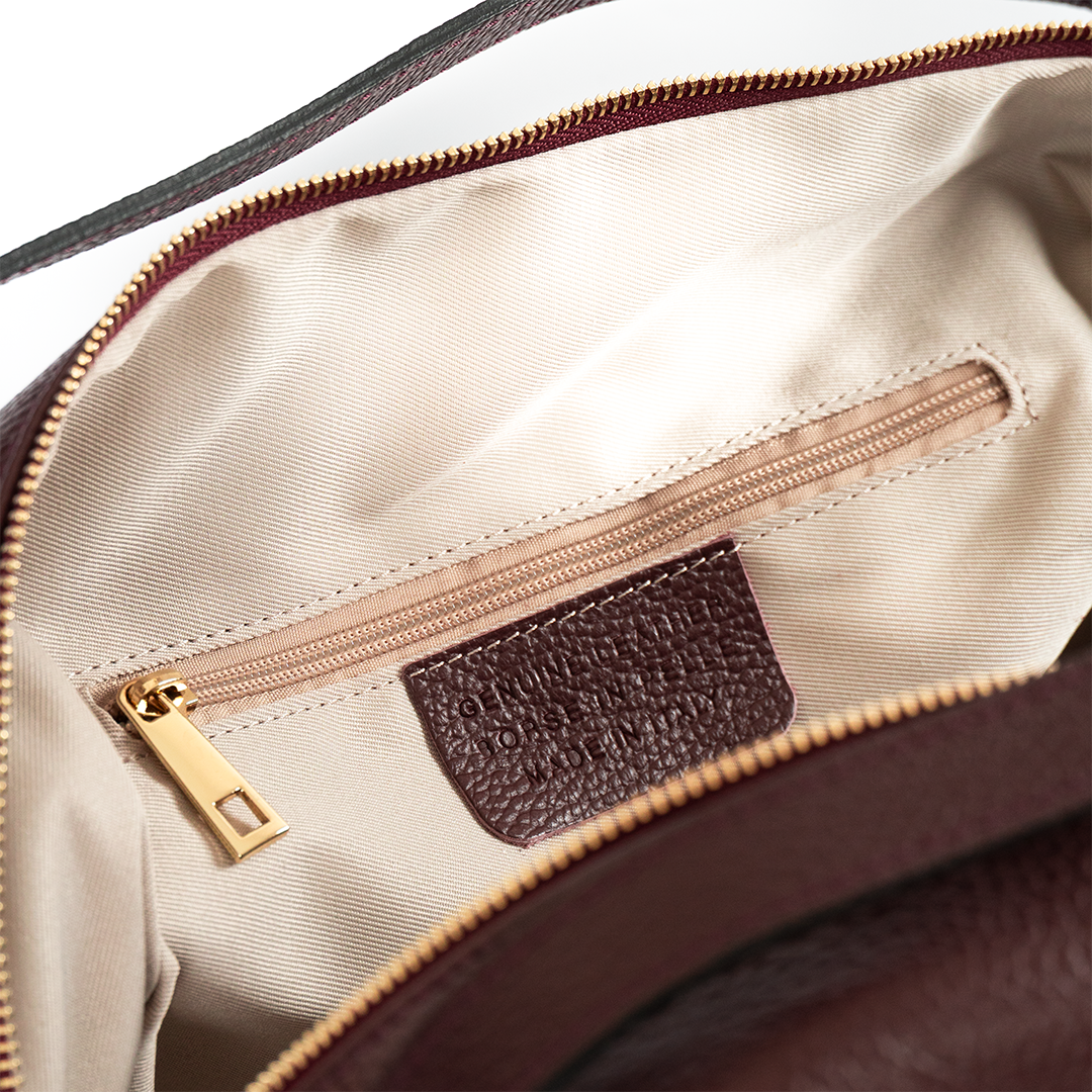 Cartera de cuero mujer Bordeaux color borgoña