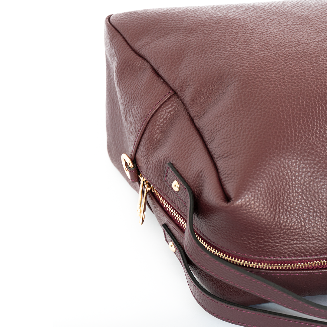 Cartera de cuero mujer Bordeaux color borgoña