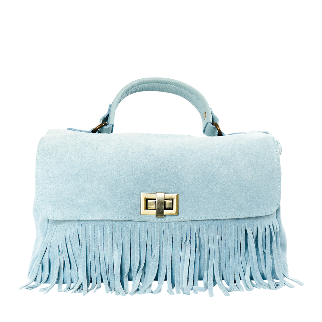 Cartera de cuero gamuza mujer Sorrento color celeste