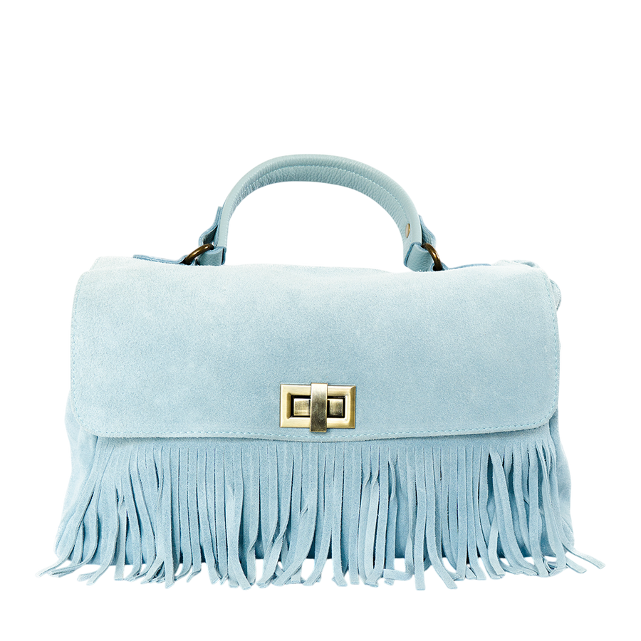 Cartera de cuero gamuza mujer Sorrento color celeste