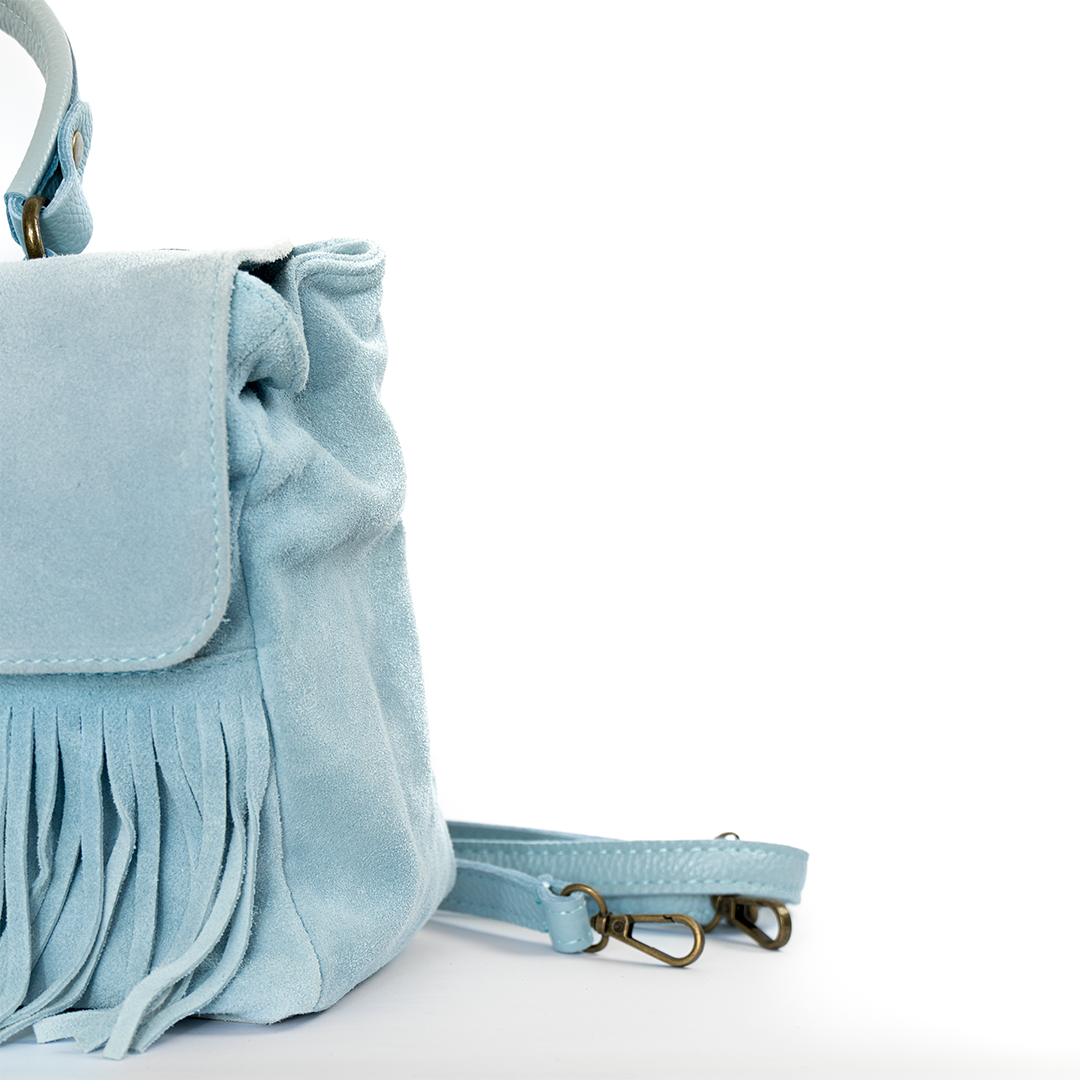 Cartera de cuero gamuza mujer Sorrento color celeste