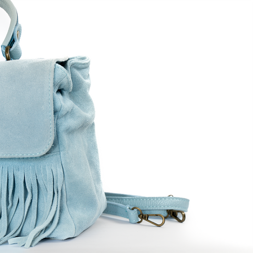 Cartera de cuero gamuza mujer Sorrento color celeste