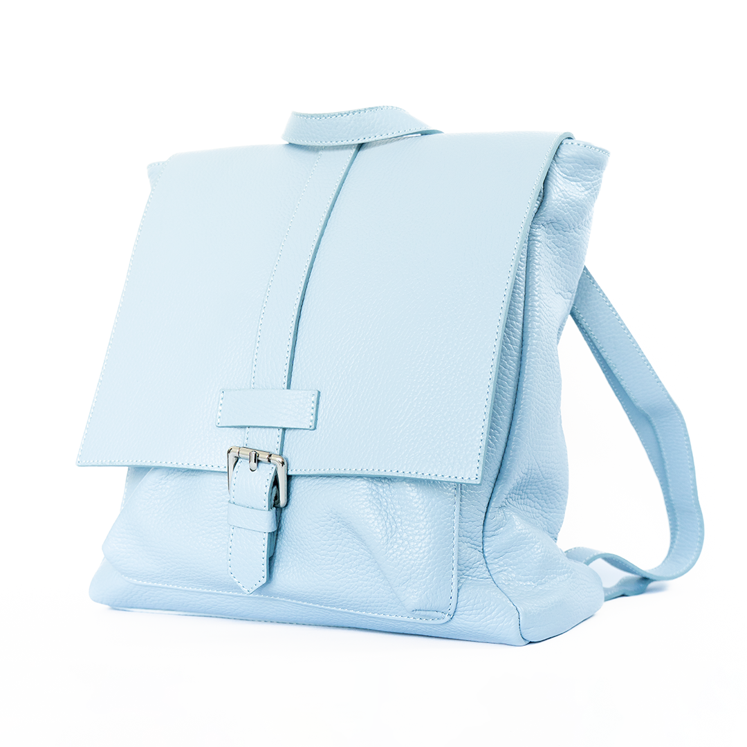 Mochila de cuero mujer Venezia color celeste