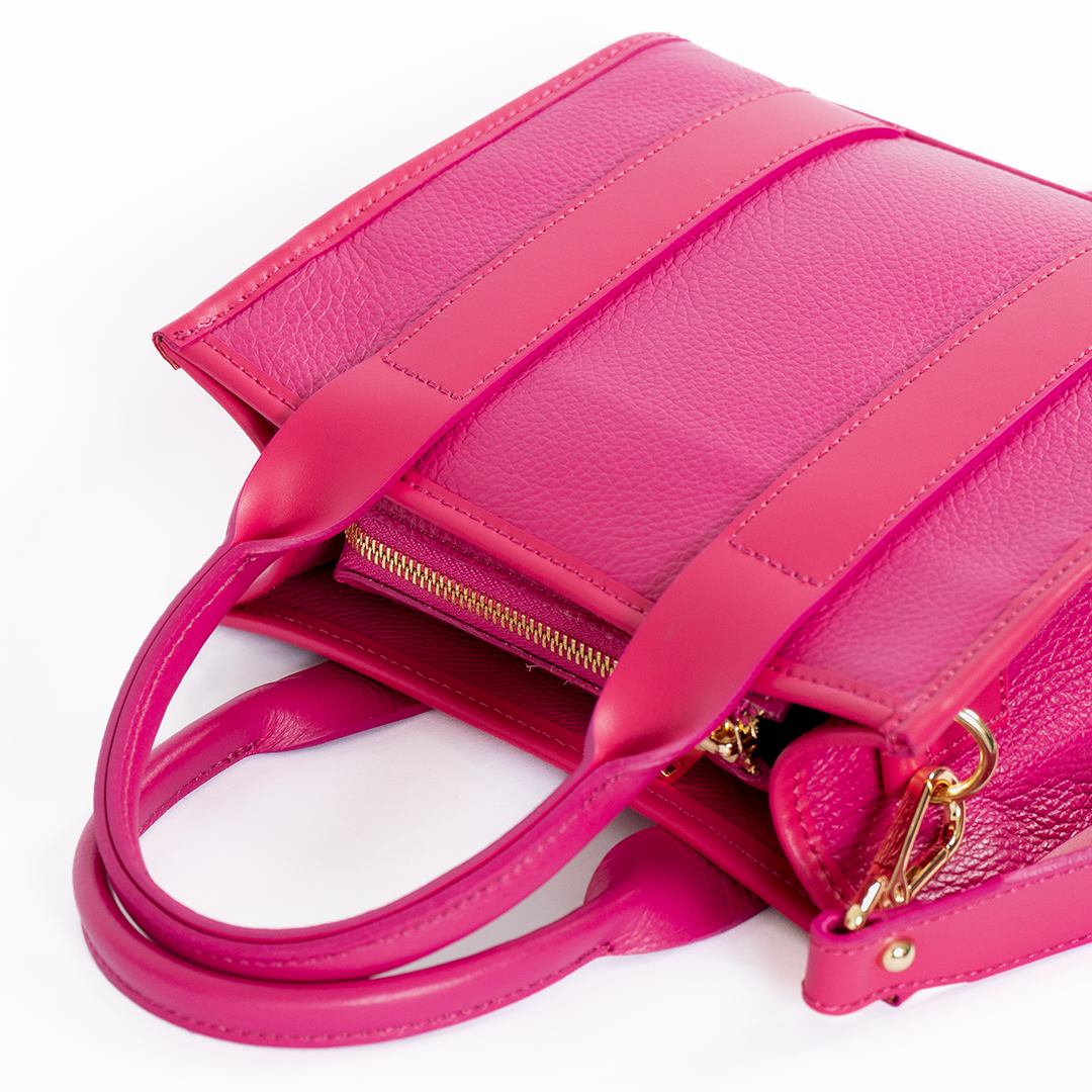 Cartera tote de cuero mujer Venezia color rosa