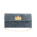 Clutch de cuero mujer color gris
