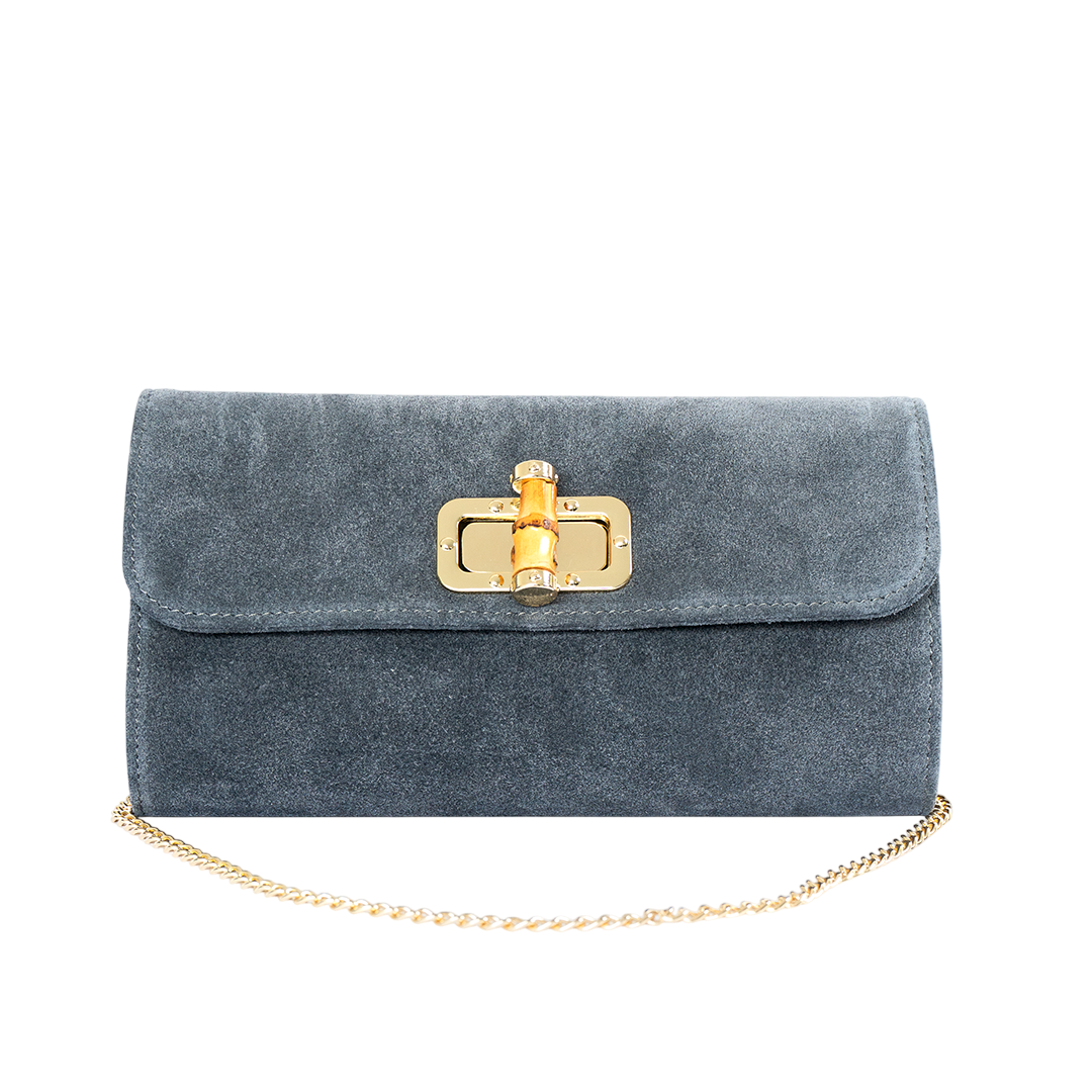 Clutch de cuero mujer color gris