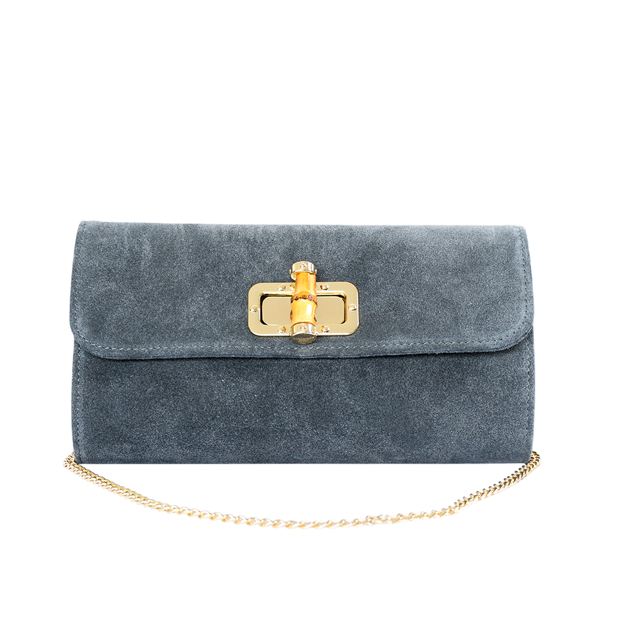 Clutch de cuero mujer color gris