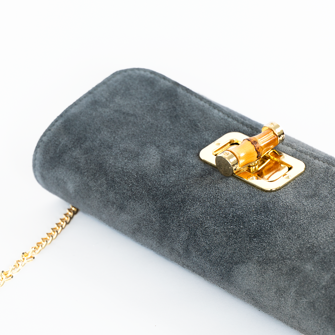 Clutch de cuero mujer color gris
