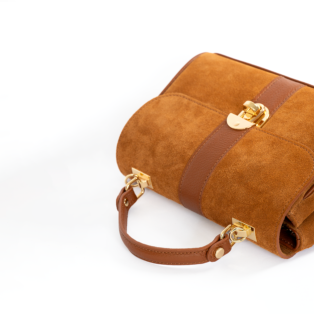 Cartera de cuero gamuza mujer Milano color marrón