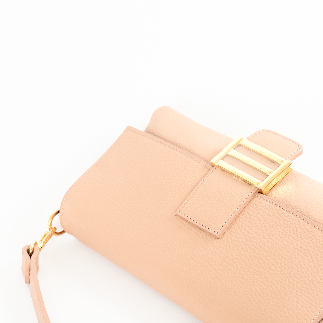 Clutch de cuero mujer color rosa