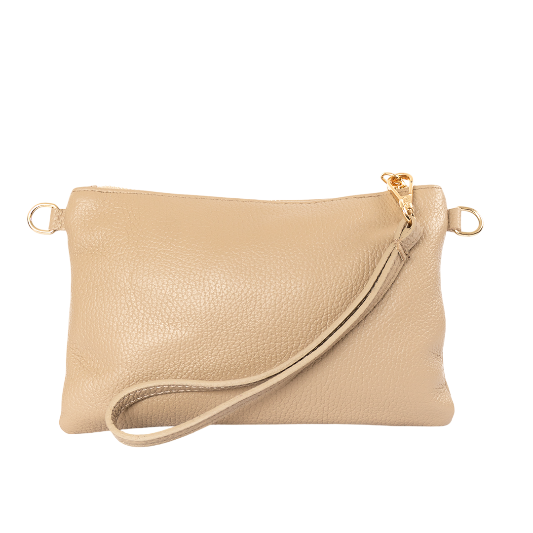 Clutch de cuero mujer color taupe