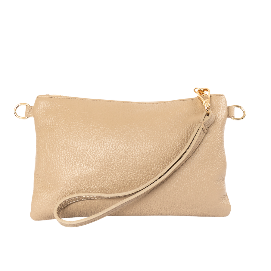 Clutch de cuero mujer color taupe