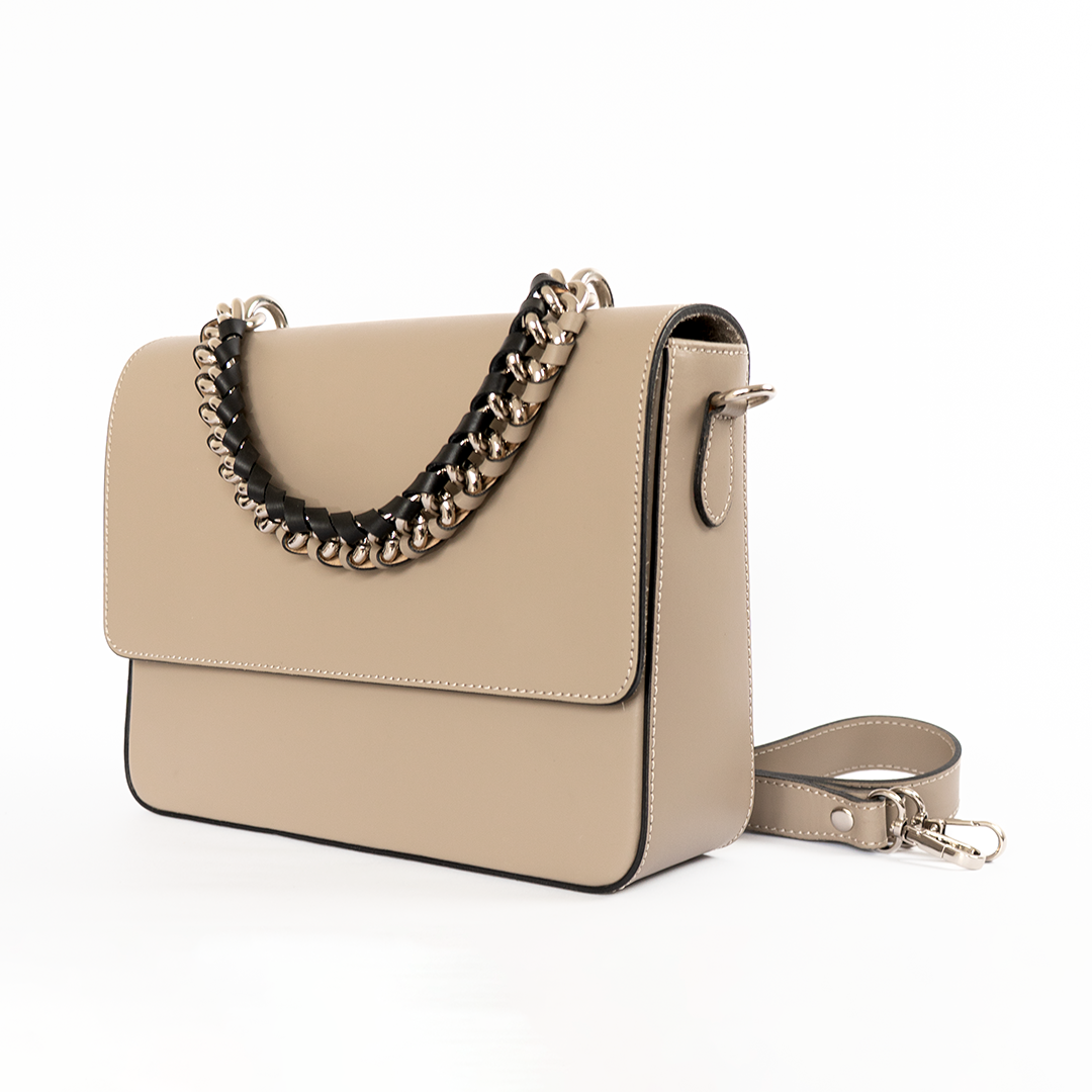 Cartera de cuero mujer Verona color greige