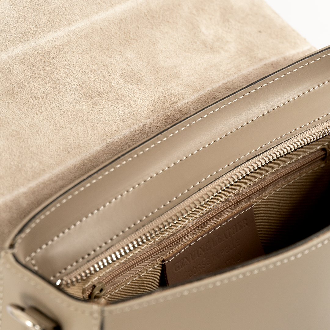 Cartera de cuero mujer Verona color greige