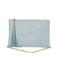 Clutch de cuero mujer color gris perla