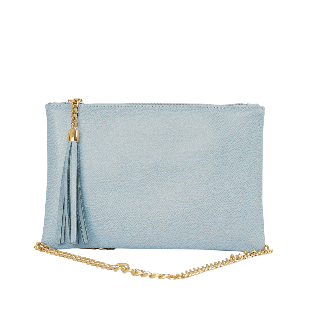 Clutch de cuero mujer color gris perla