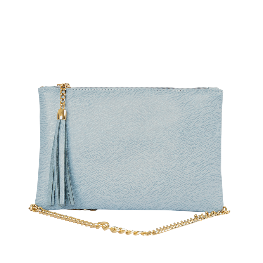 Clutch de cuero mujer color gris perla