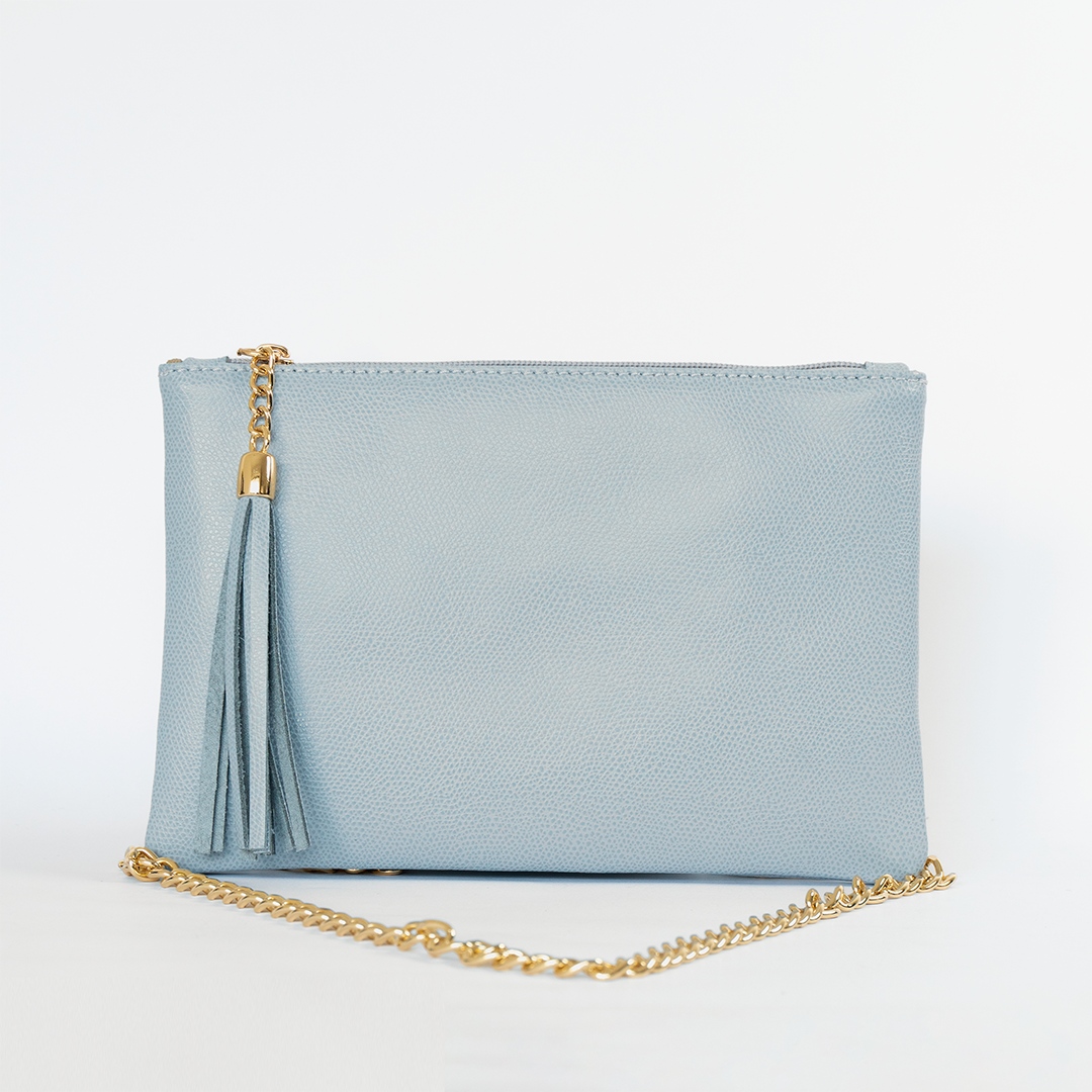 Clutch de cuero mujer color gris perla