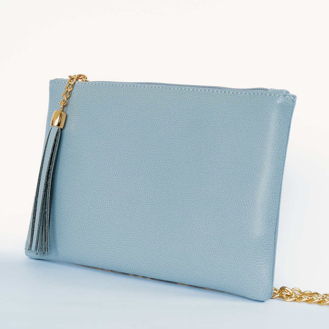 Clutch de cuero mujer color gris perla