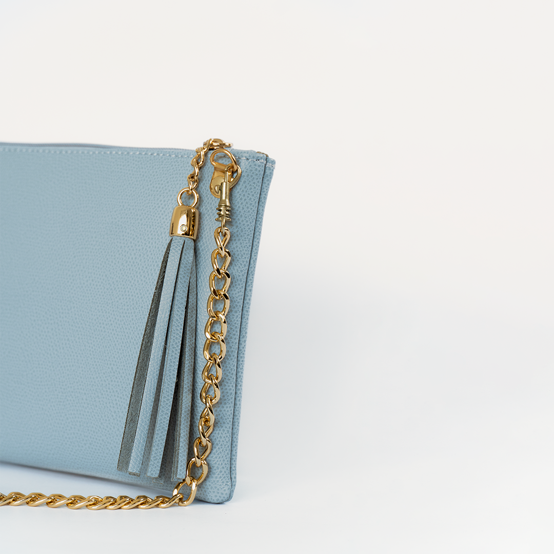 Clutch de cuero mujer color gris perla