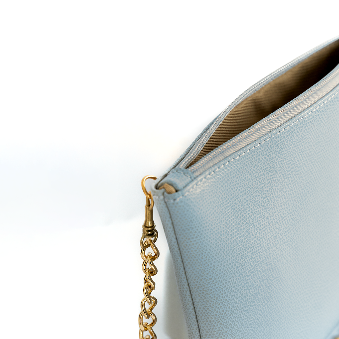 Clutch de cuero mujer color gris perla