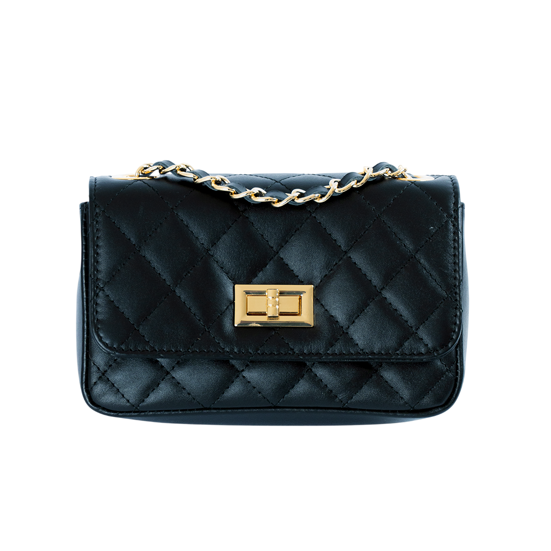 Cartera de cuero mujer matelassé color negra